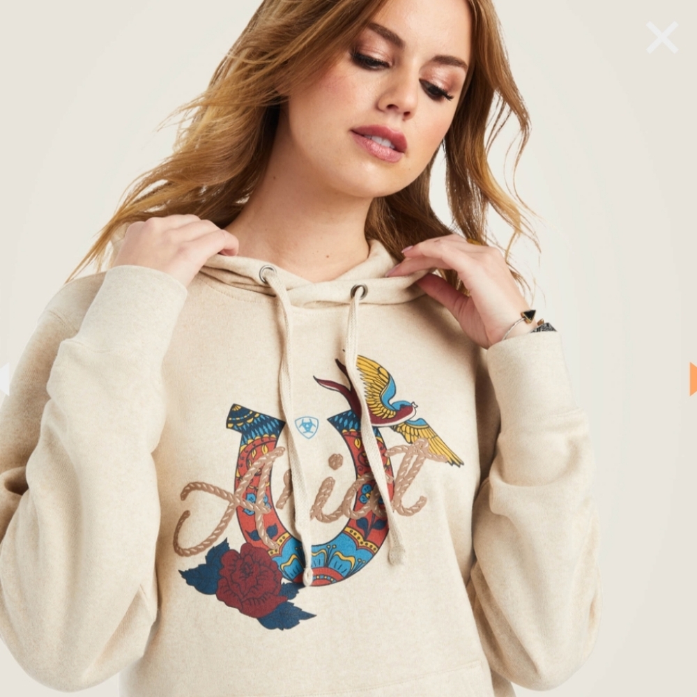 NWT Ariat R.E.A.L Ropey Rose logo hoodie Medium.